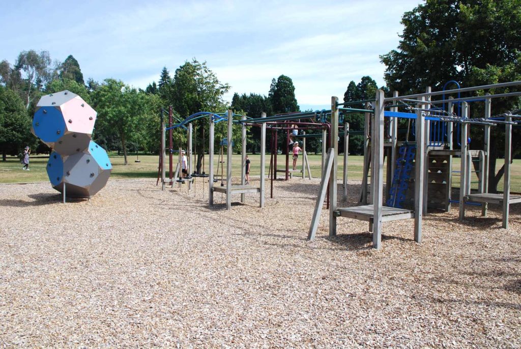 Great playground suitable for all ages, with a great range of activities including large climbing frames and tractors. Ashburton Domain Playground // Backyard Travel Family