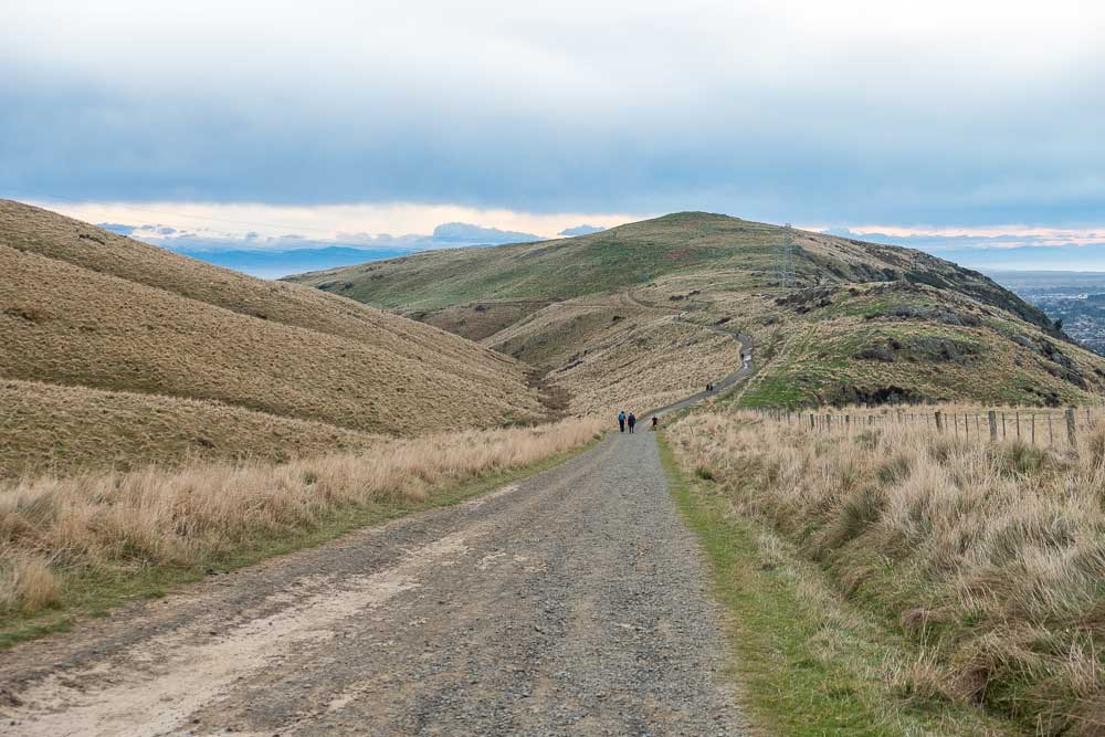 Looking down the hill towards Christchurch City from the Rapaki Track, Canterbury, New Zealand