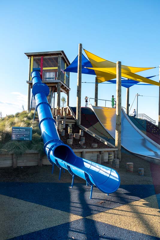 Awesome slides for all ages at Foster Park Playground, Christchurch, New Zealand