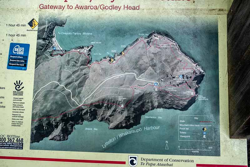 Map of the Godley Heads Track, Christchurch, New Zealand
