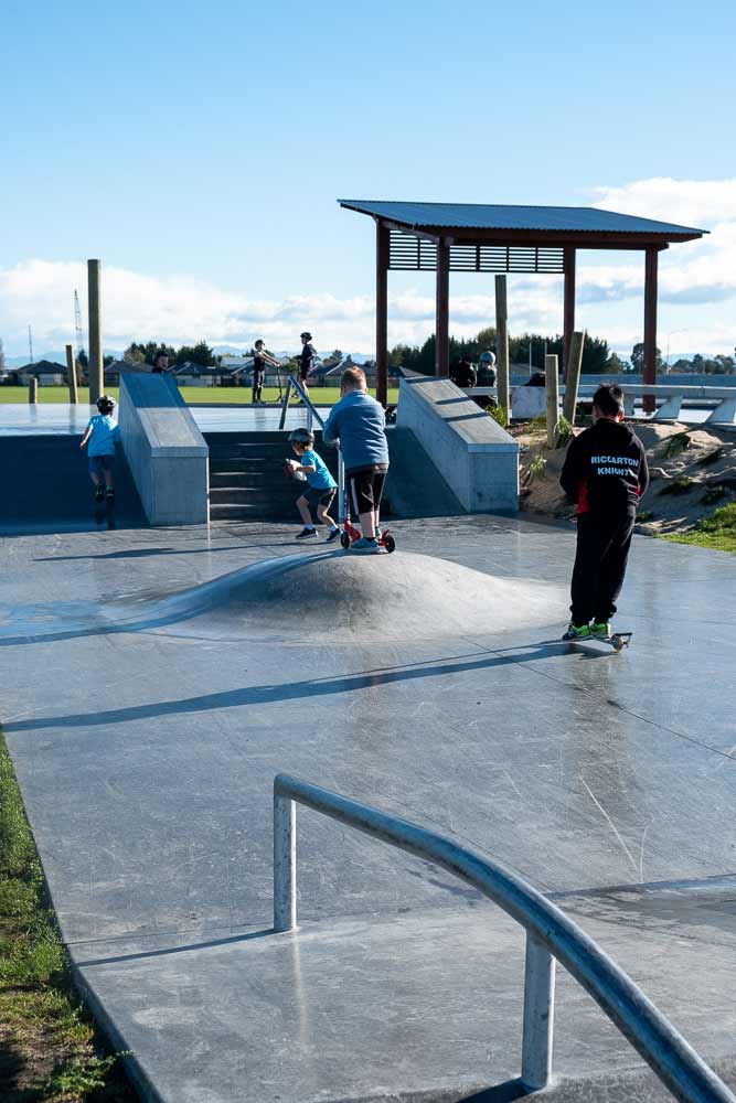Jumps and rails at the scooter park, Knights Stream Park, Halswell, the best place for scooters in Christchurch
