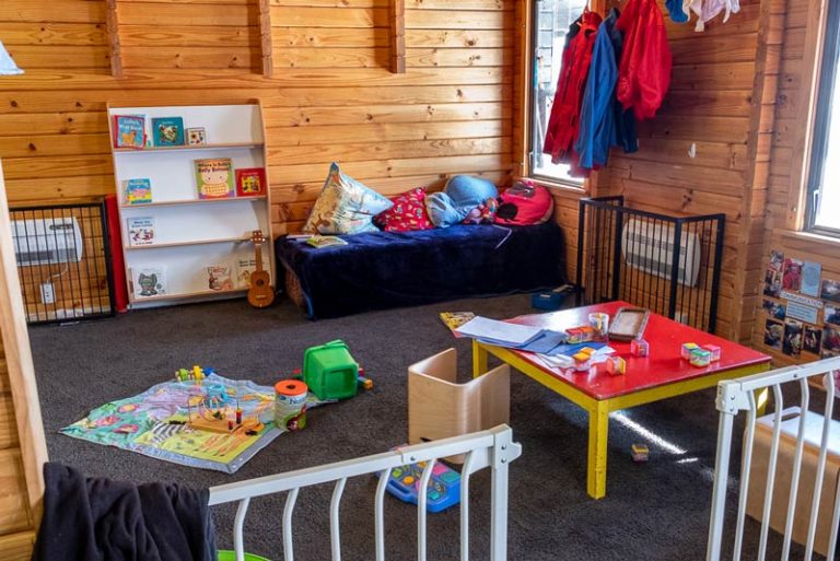 Inside the mini kids room at Skiwiland Preschool at Mt Hutt Skifield, Methven, New Zealand