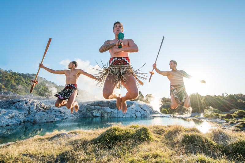 Maori cultural performance at Te Puia, Rotorua, North Island, New Zealand