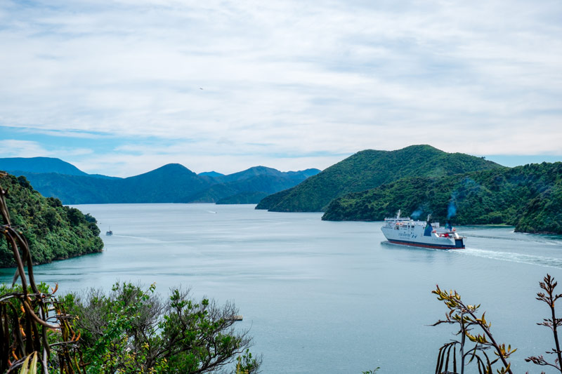Marlborough Sounds view of Picton Ferry from PIcton Viewpoint