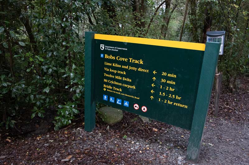 Sign at Bobs Cove Track, Queenstown walk
