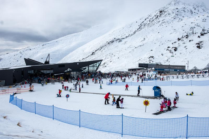 Leaner slopes and beginners ski area at the Remarkables Ski Field Queenstown