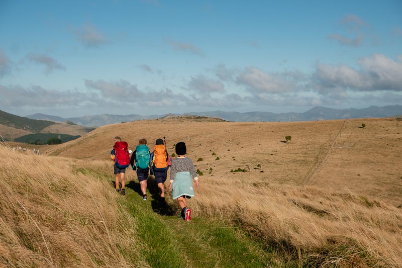 Walking on the summit walkway to Rod Donald Hut
